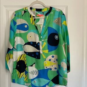 Vilagallo Multicolor Abstract Print Blouse